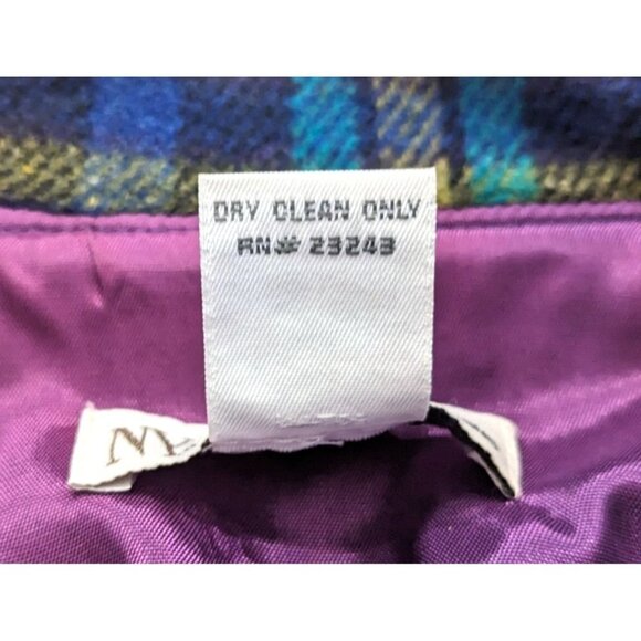 Vintage 80s/90s NEW YORK JEANS Blue Teal Plaid Wool Blend Jacket Zip Up Size S - Picture 4 of 8